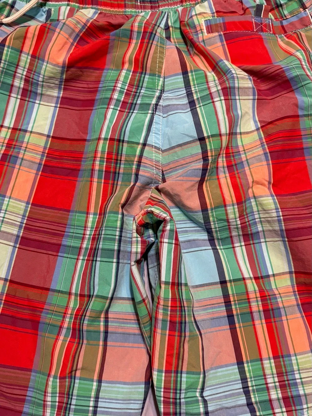 Tommy Hilfiger Red Multi Plaid Swim Hybrids